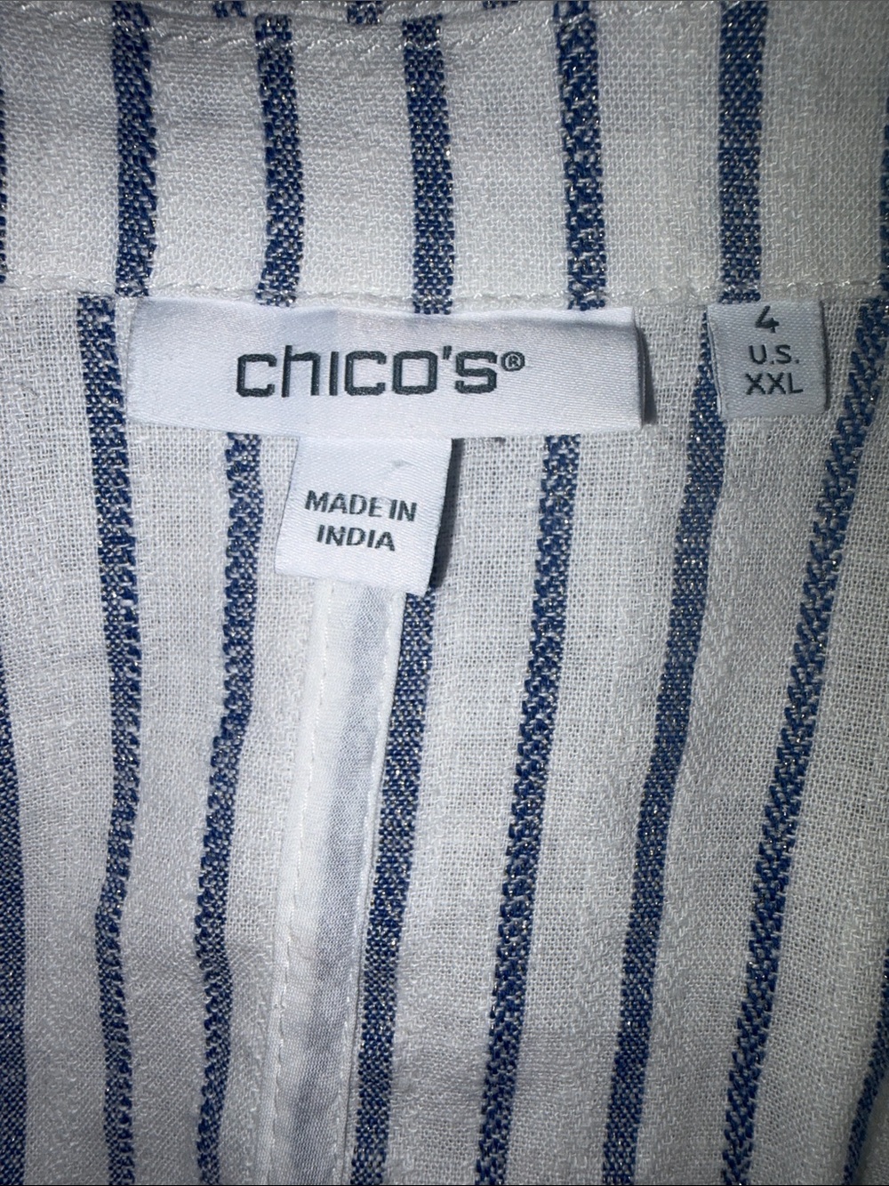 Chico's Striped Linen Stretch Blazer Size 4 (XXL) $149 - Picture 4 of 12